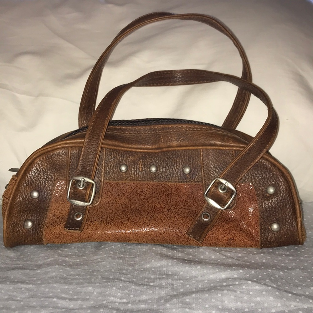Handmade two-toned leather handbag,